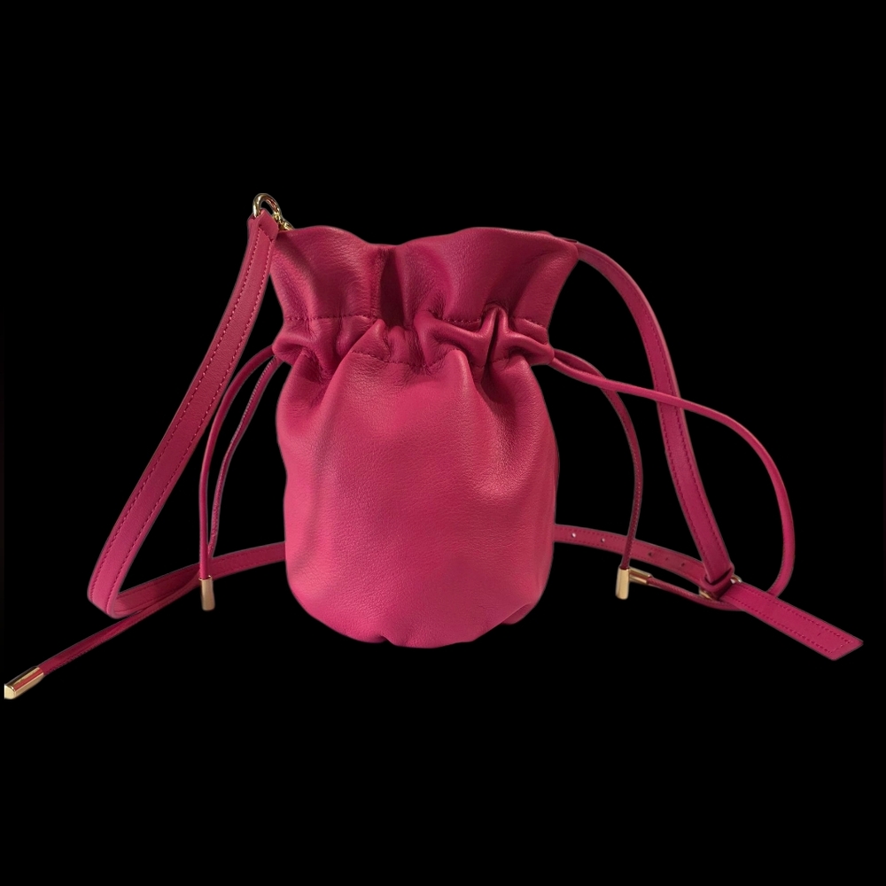 LTD Pink Drawstring Leather Bag
